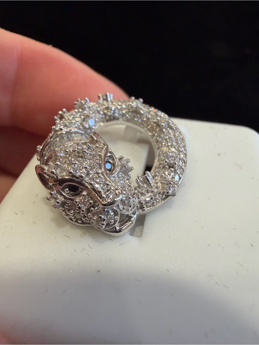 $450 Retail 1.50 Carat Moissanite Panther Pendant in 925 Sterling Silver